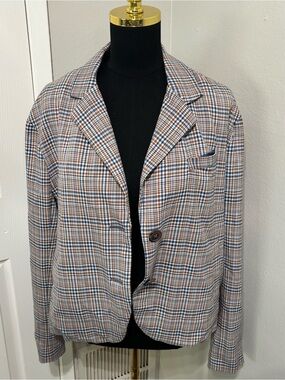 Preppy Officewear Free People Plaid Blazer Size XS Academia